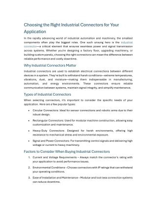 Choosing the Right Industrial Connectors for Your Application