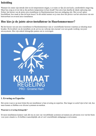 Hoe kies je de juiste airco-installateur in Haarlemmermeer?