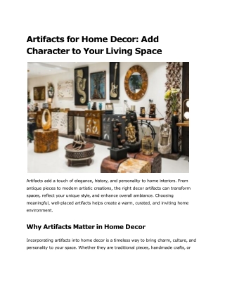 Artifacts for Home Decor_ Add Character to Your Living Space