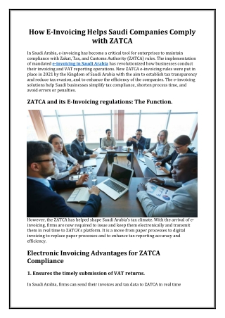 How E-Invoicing Helps Saudi Companies Comply with ZATCA