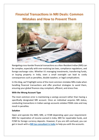 Financial Transactions in NRI Deals.