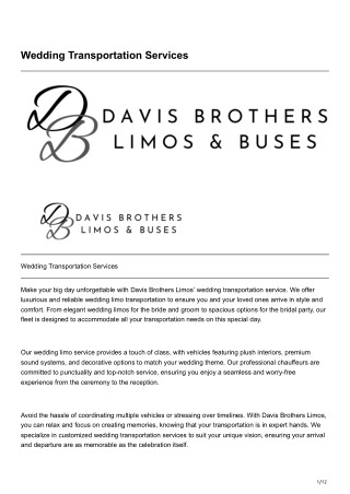 wedding transportation services
