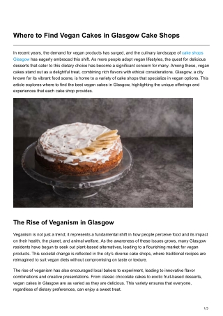 Where to Find Vegan Cakes in Glasgow Cake Shops