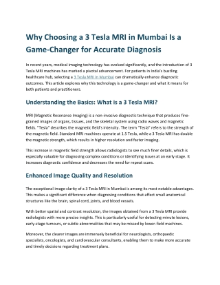 Get Precise Diagnosis with 3 Tesla MRI in Mumbai – Picture This Imaging