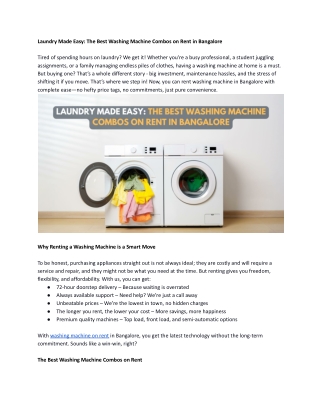 Laundry Made Easy The Best Washing Machine Combos on Rent in Bangalore