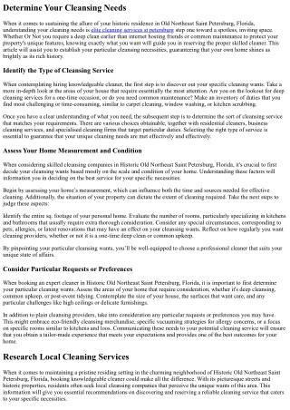 How To Guide A Professional Cleaner In Historic Old Northeast Saint Petersburg F