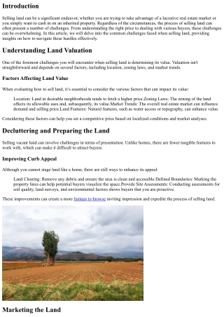 Common Challenges Faced When Selling Land