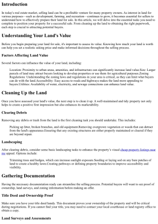 Preparing Your Land for Sale: Essential Tasks to Do