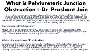 what is pelviureteric junction obstruction dr prashant jain