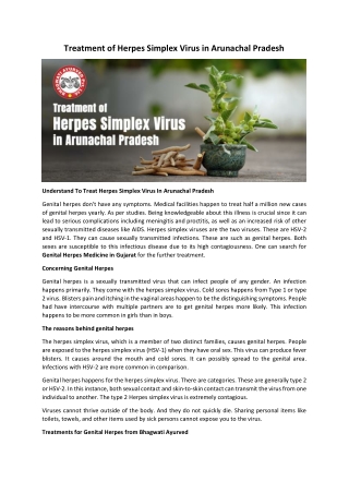 Treatment of Herpes Simplex Virus in Arunachal Pradesh