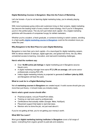 Digital Marketing Courses in Bangalore_ Step Into the Future of Marketing