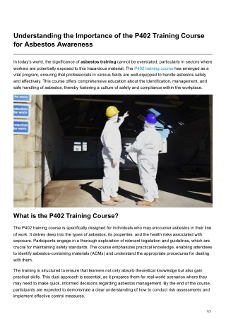 Understanding the Importance of the P402 Training Course for Asbestos Awareness