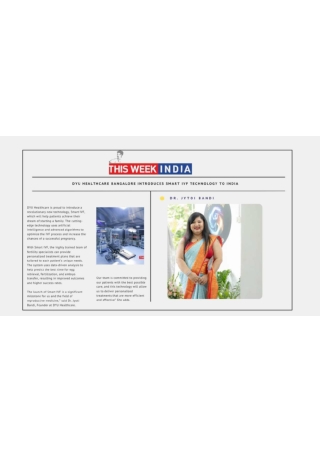 DYU Healthcare Pioneers Smart IVF in India with AI-Driven Fertility Solutions_Dr Jyoti Bandi _ Best IVF Specialist in HS