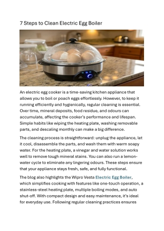 7 Steps to Clean Electric Egg Boiler
