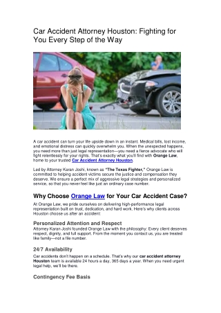 Car Accident Attorney Houston: Fighting for You Every Step of the Way