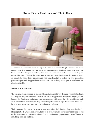 Home Decor Cushions and Their Uses