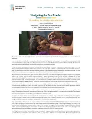 Tale of polio eradication in India