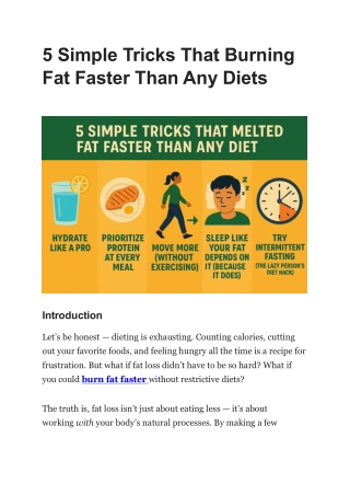 5 Simple Tricks That Burning Fat Faster Than Any Diets