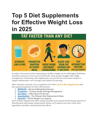 Top 5 Diet Supplements for Effective Weight Loss in 2025