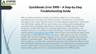 How to tackle QuickBooks Error 9999