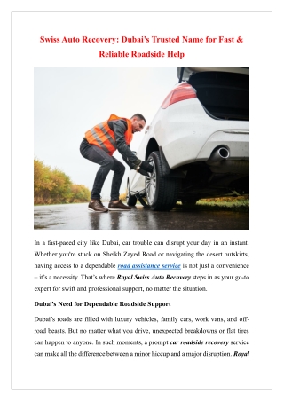 Dubai’s Trusted Name for Fast & Reliable Roadside Help