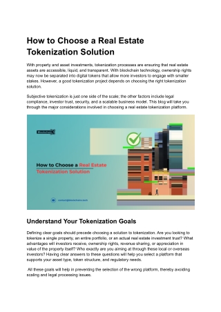 How to Choose a Real Estate Tokenization Solution