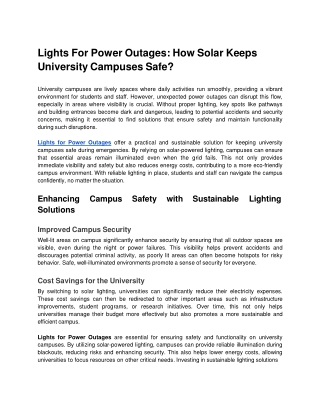 lights for power outages how solar keeps