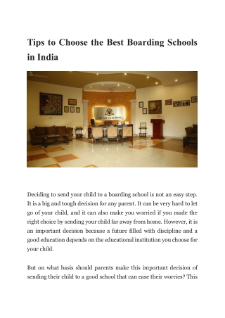 Tips to Choose the Best Boarding Schools in India