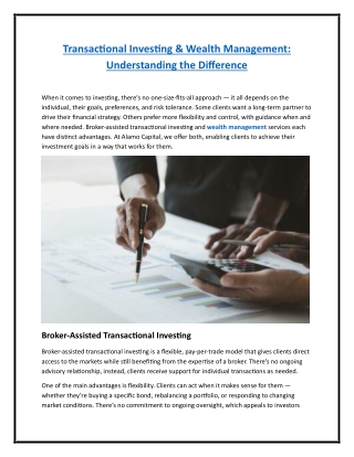 transactional investing wealth management