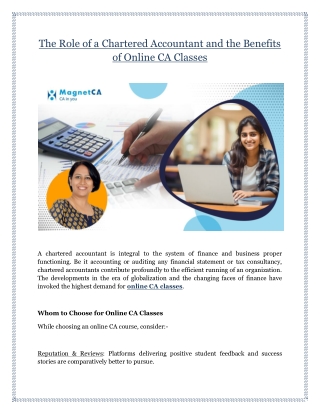 The Role of a Chartered Accountant and the Benefits of Online CA Classes