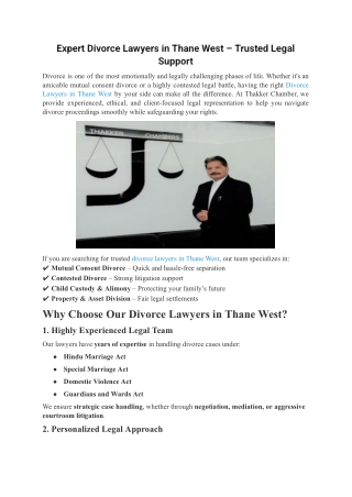 Expert Divorce Lawyers in Thane West – Trusted Legal Support