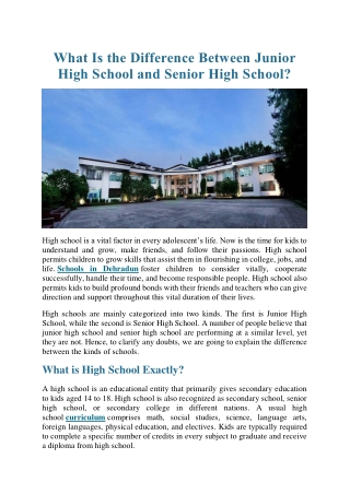 What Is the Difference Between Junior High School and Senior High School