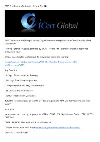 PMP Certification Training in Jersey City, NJ