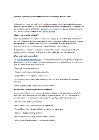 Descubre el poder de la consulta holística- equilibrio cuerpo, mente y alma