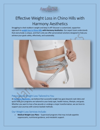 effective weight loss in chino hills with harmony