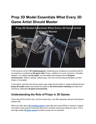 Prop Modeling Essentials What Every 3D Game Artist Should Master