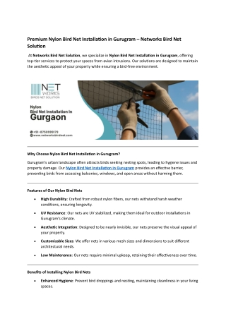 Premium Nylon Bird Net Installation in Gurugram