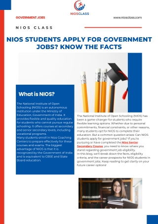 NIOS Students Apply for Government Jobs Know the Facts