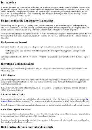 Avoiding Scams When Selling Land