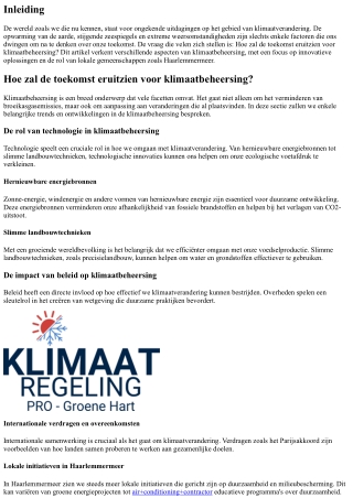 Hoe zal de toekomst eruitzien voor klimaatbeheersing?