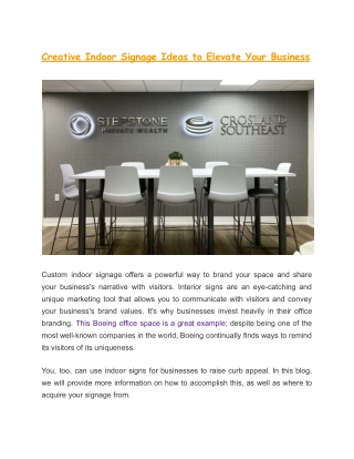 Creative Indoor Signage Ideas to Elevate Your Business