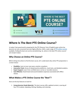 Where Is The Best PTE Online Course