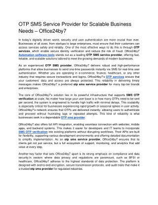 OTP SMS Service Provider for Scalable Business Needs  Office24by7.docx  Google Docs