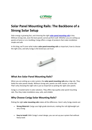 Solar Panel Mounting Rails