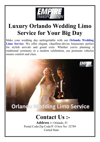 Luxury Orlando Wedding Limo Service for Your Big Day