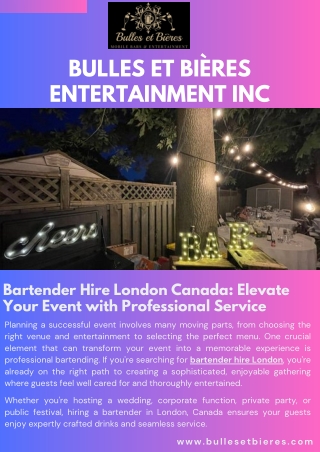Bartender Hire London Canada Elevate Your Event with Professional Service