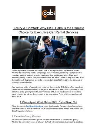 Luxury & Comfort_ Why SKIL Cabs is the Ultimate Choice for Executive Car Rental Services