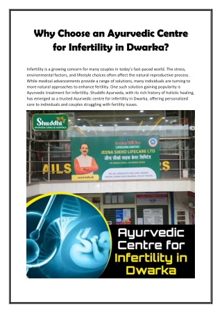 Ayurvedic Centre for Infertility in Dwarka