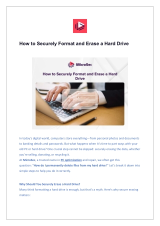 How to Securely Format and Erase a Hard Drive