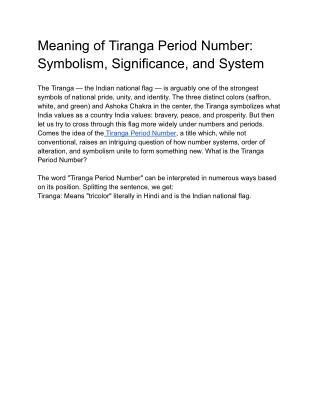 Meaning of Tiranga Period Number_ Symbolism, Significance, and System
